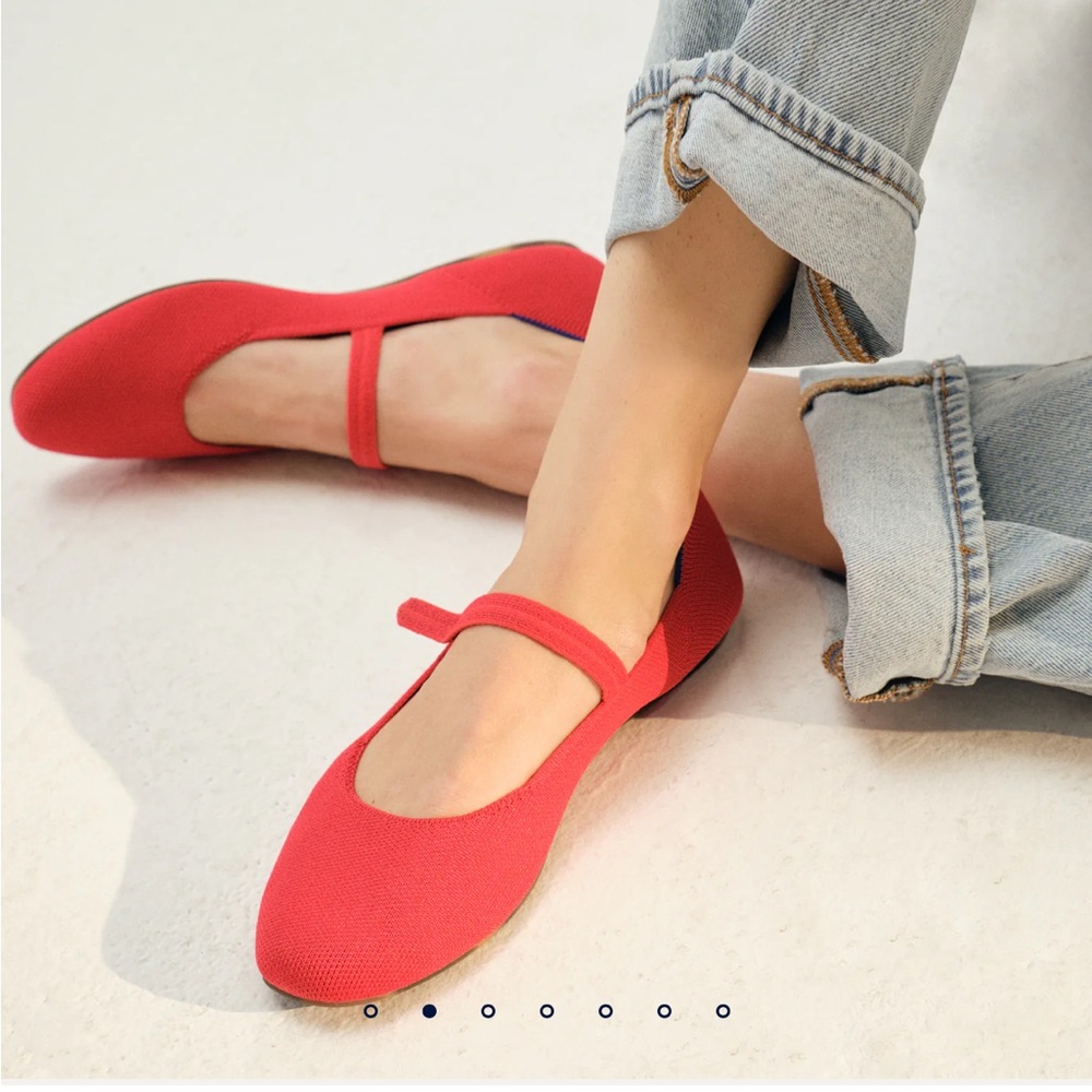 Rothy's “The Square Mary Jane Flats” In Lollipop Red Size 10